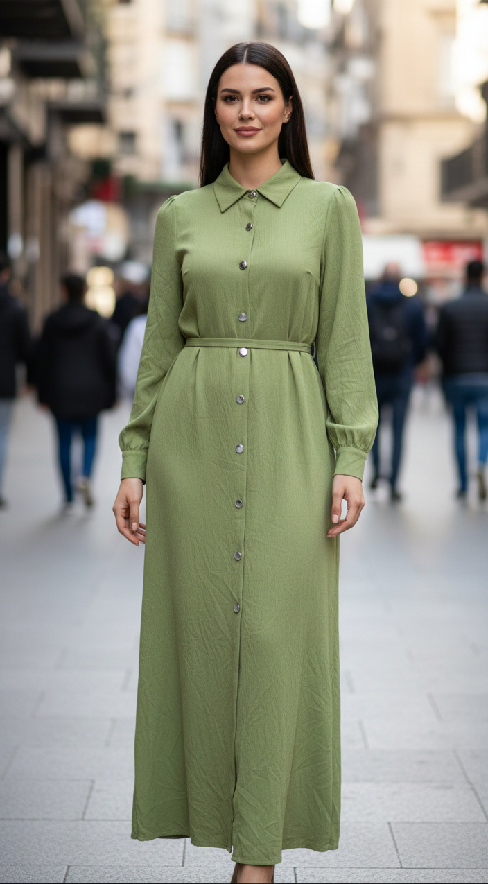 Classic Collared Shirt Dress