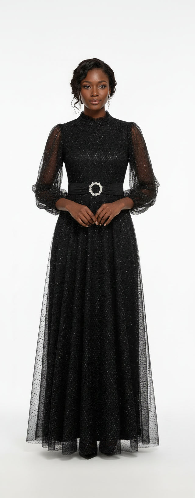 High Neck Sparkle Tulle Gown