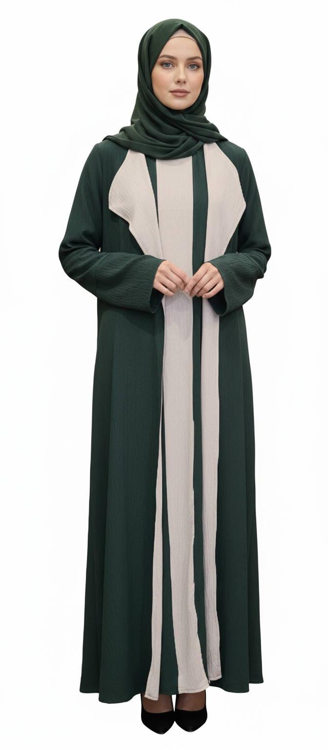 Soft Modest Contrast Panel Abaya