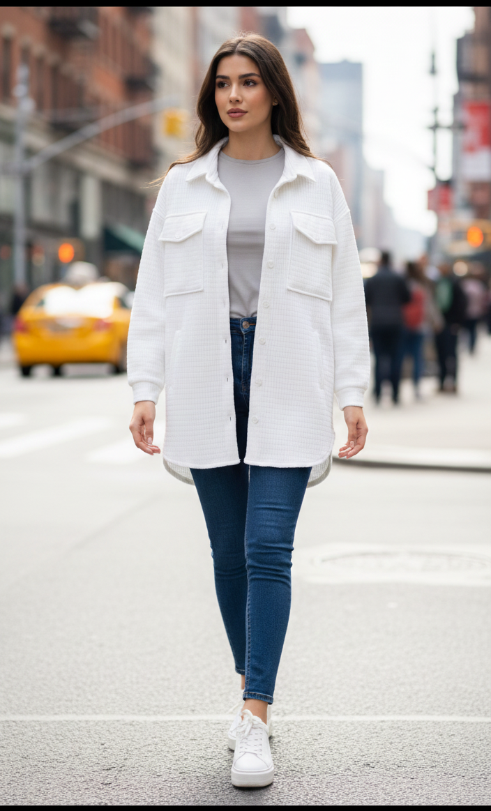 Textured Oversized Shirt Jacket