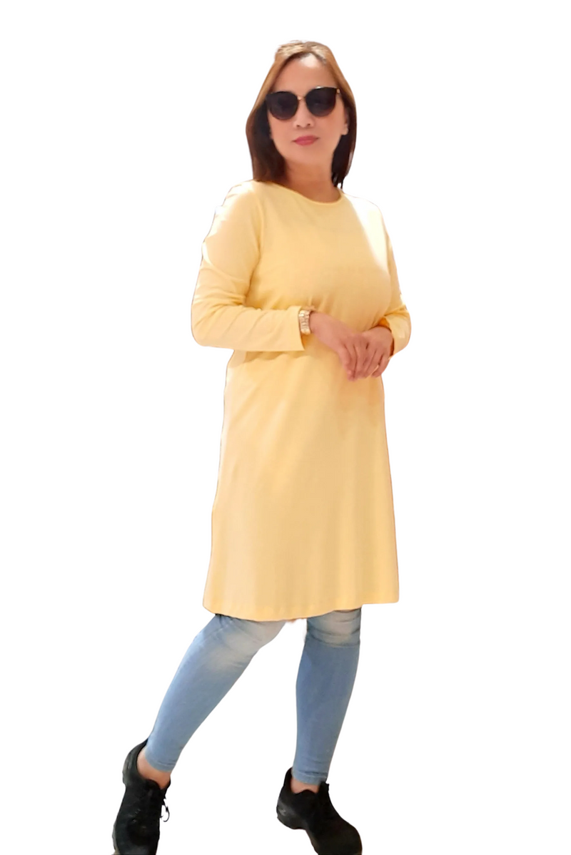 Plain Long Sleeve Yellow T-Shirt