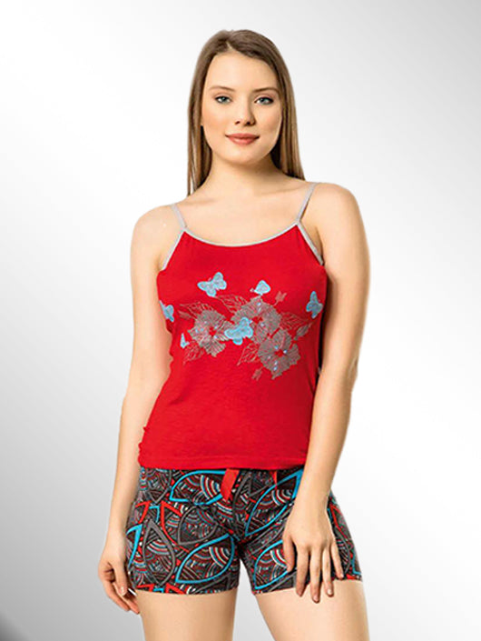 Red Strapped  "Butterfly" Pajama Set