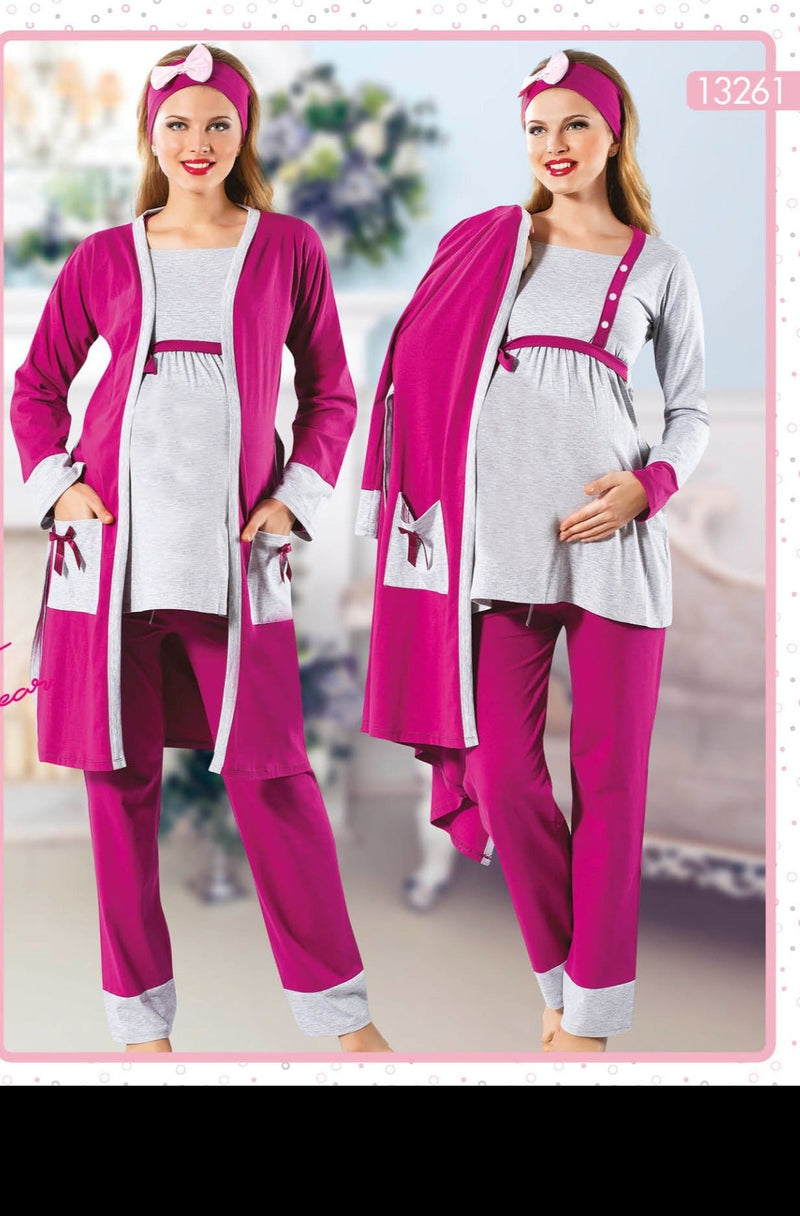 Purple 3Pc Maternity Sleepwear