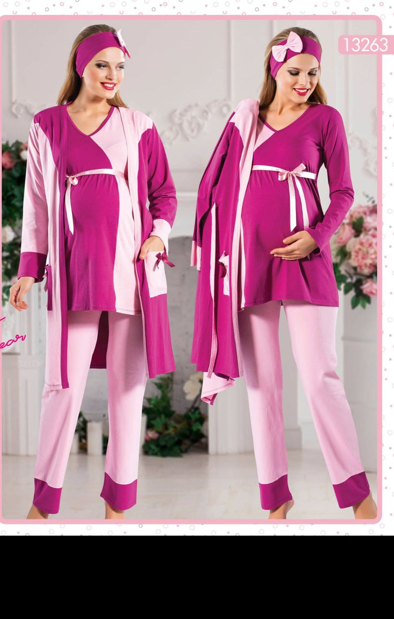 Pink 3Pc Maternity Sleepwear