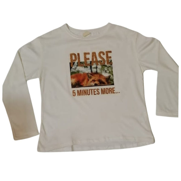 Girls' Long Sleeve "PLEASE 5 MINS MORE" T-Shirt