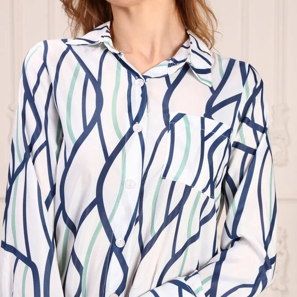 Long Sleeve Blue Striped Shirt