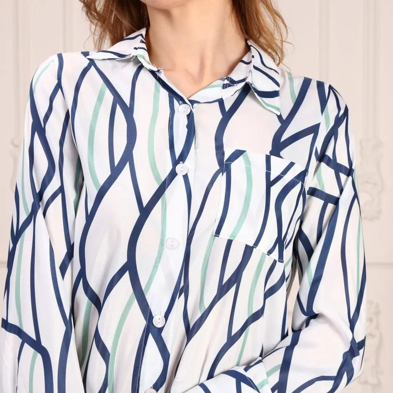 Long Sleeve Blue Striped Shirt