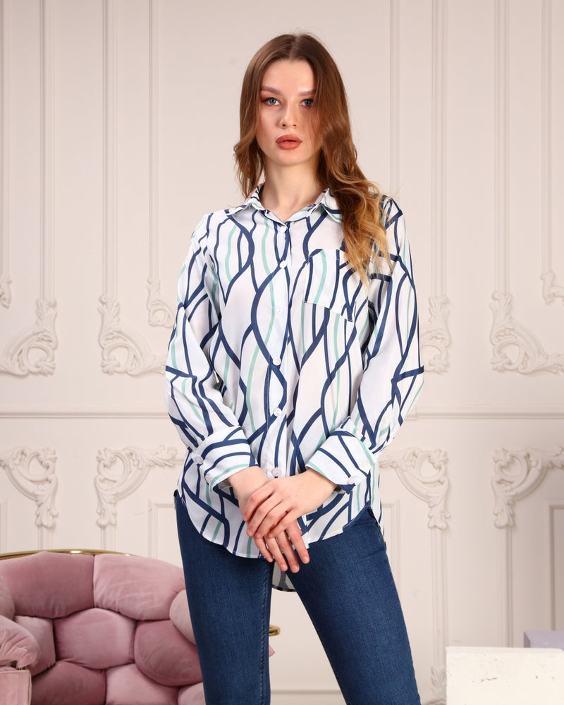 Long Sleeve Blue Striped Shirt