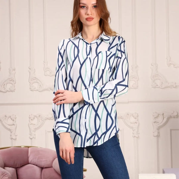 Long Sleeve Blue Striped Shirt