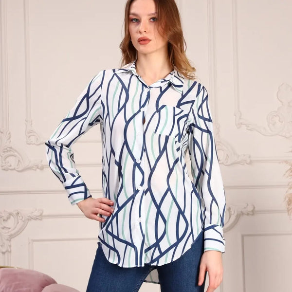 Long Sleeve Blue Striped Shirt