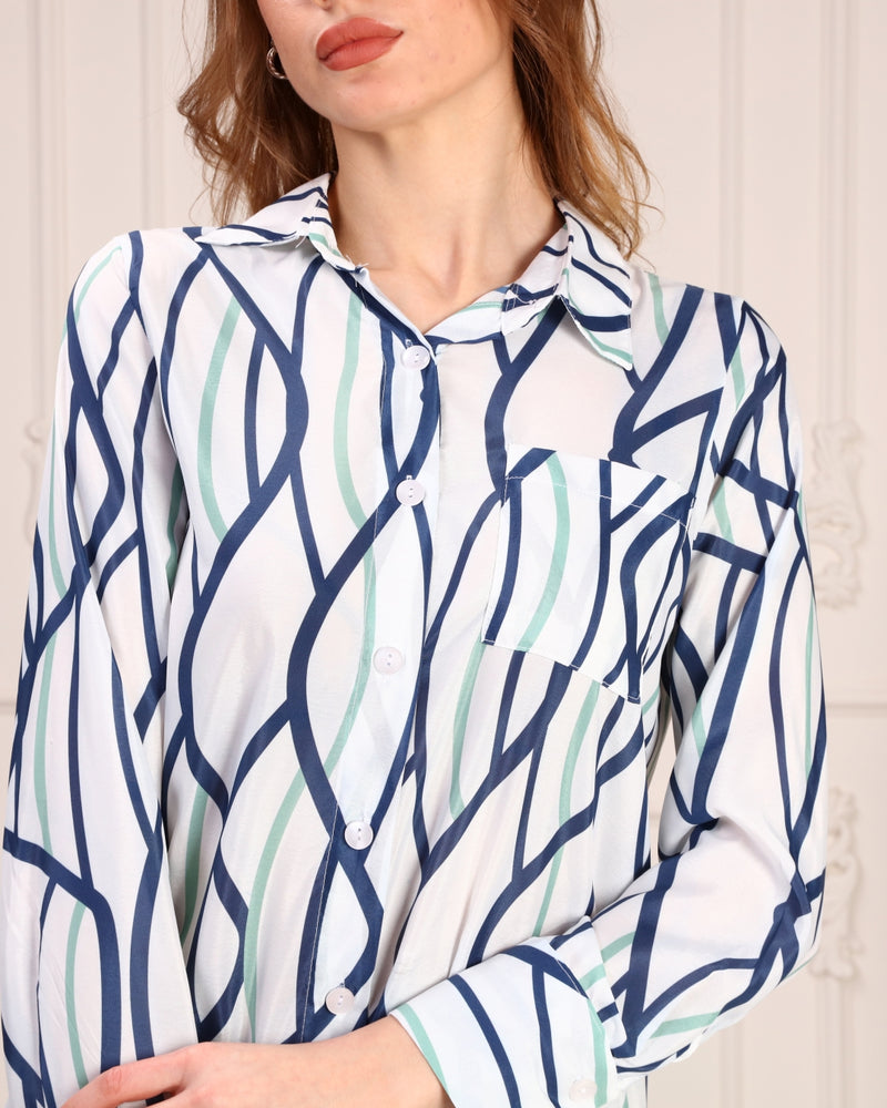 Long Sleeve Blue Striped Shirt