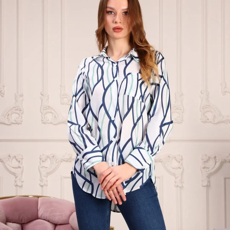 Long Sleeve Blue Striped Shirt