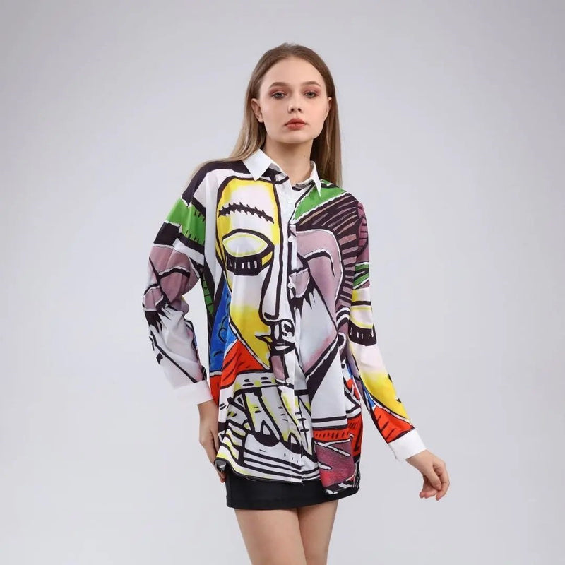 Multicolored Graphic Long Sleeve Shirt