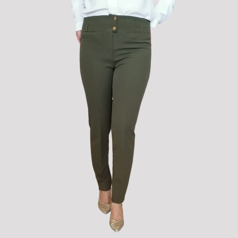 Green Formal Buttoned Pants