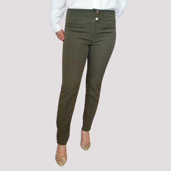Green Formal Buttoned Pants