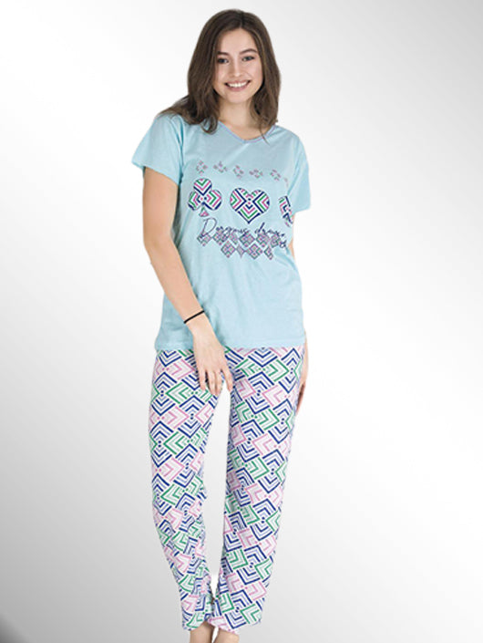 Printed Half Sleeve Pajama Set