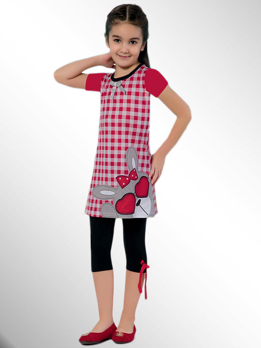 Red Plaid Graphic Kids Pajama Set