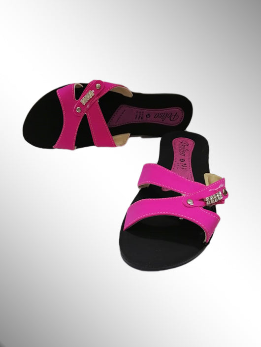 Pink Rhinestone Slippers | نعال وردي