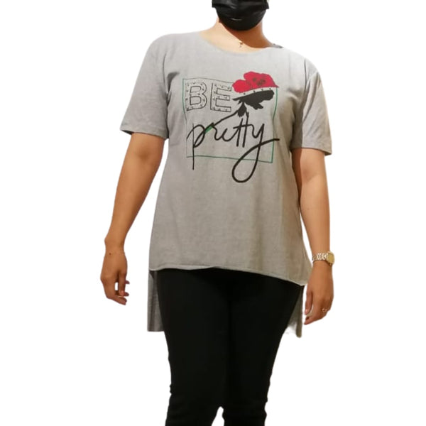 Floral Graphic "BE PRETTY" T-Shirt