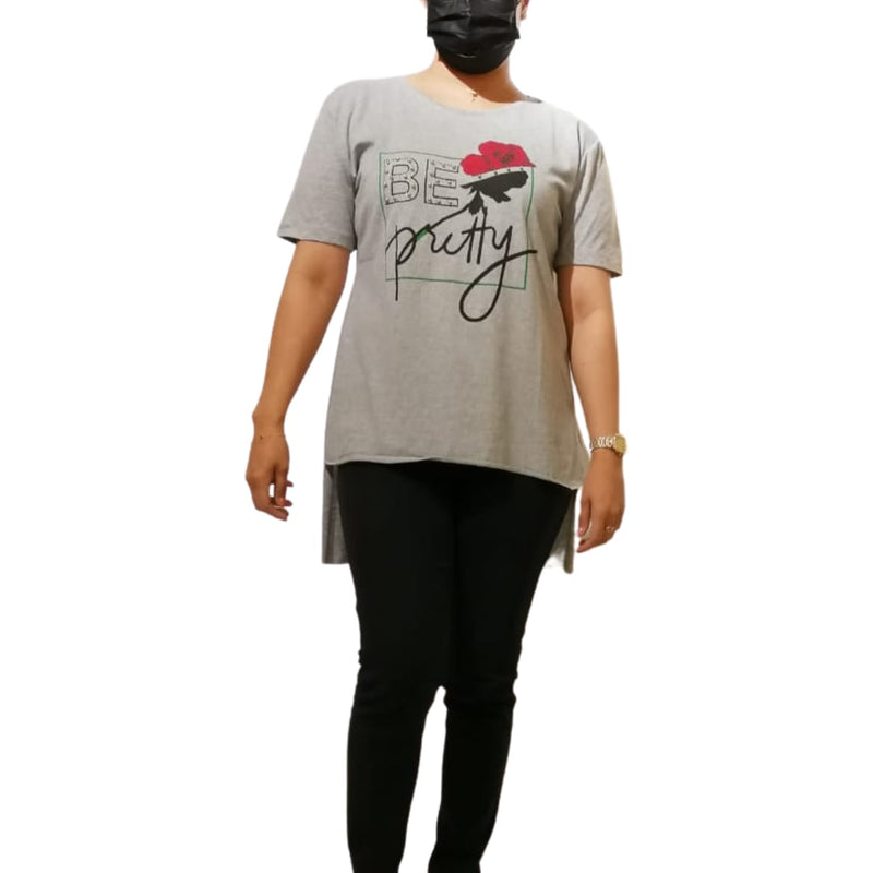 Floral Graphic "BE PRETTY" T-Shirt