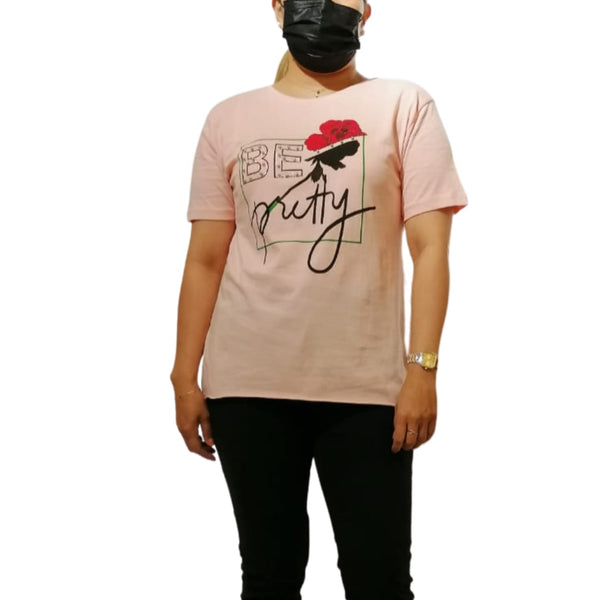 Floral Graphic "BE PRETTY" T-Shirt