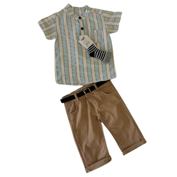 Boys' D.B Striped Shirt, Socks and Shorts Set