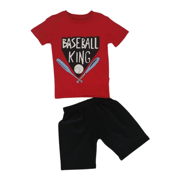 Boys' "BASEBALL KING" T-Shirt and Shorts Set